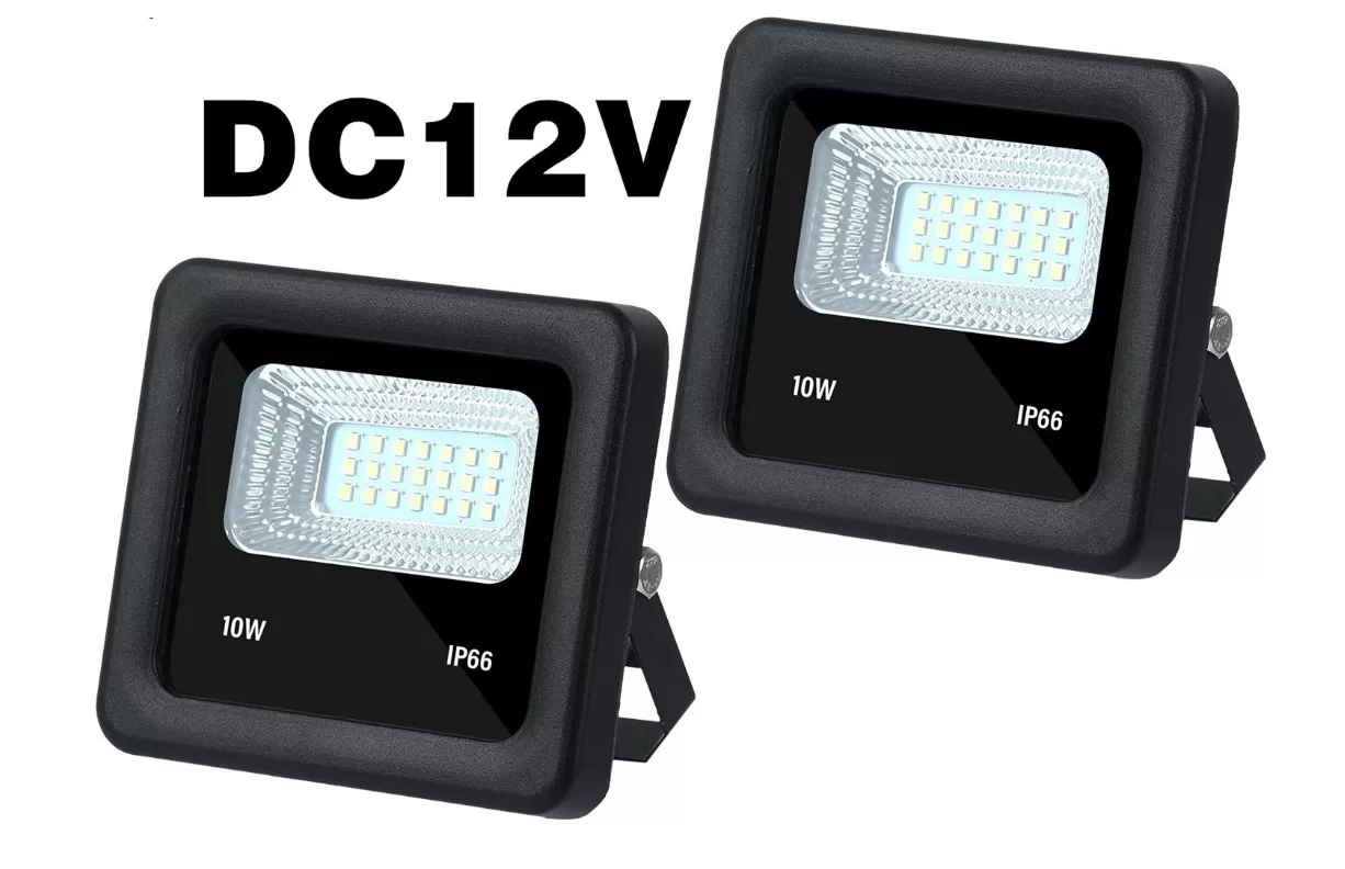 2 PACK DC12V LED Flood Light 10W Waterproof Outdoor 6500K Daylight White