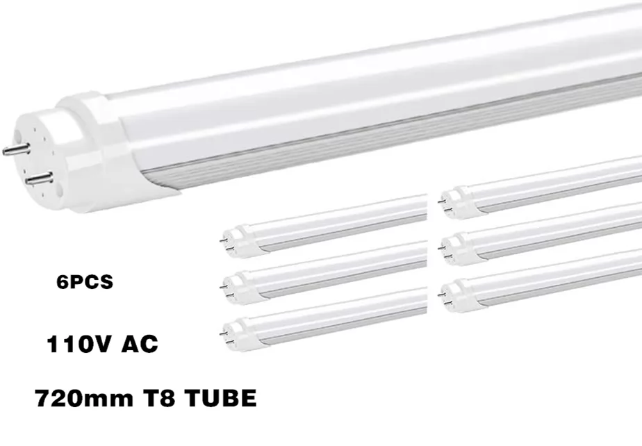 6pcs 29"  LED T8  720mm long excluding pins  6500K milky cover 12 watts  base G13