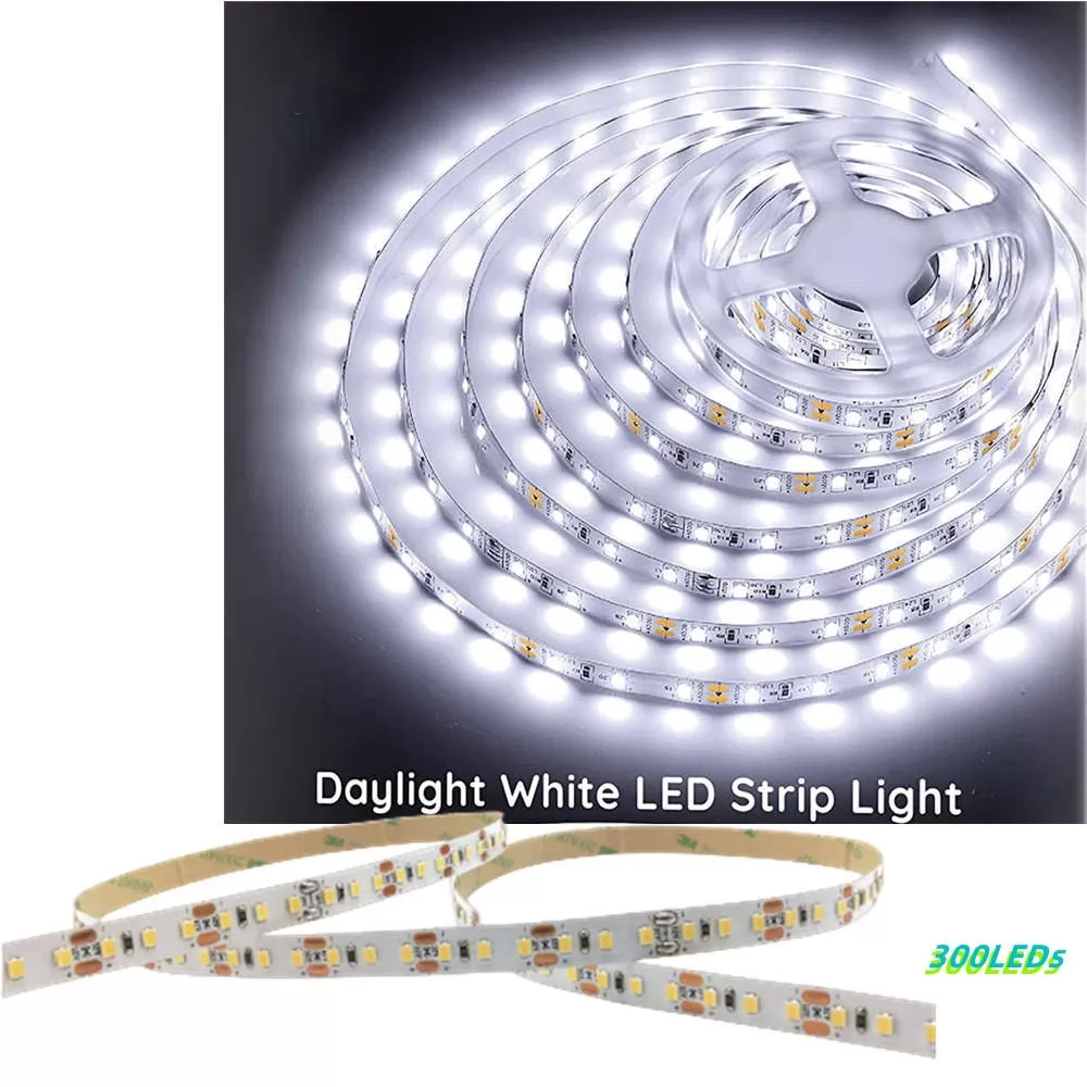 LED Strip Light Daylight White 6000K, 300LEDs Under Cabinet Light 16.4ft/ 5Meter LED Tape Lights