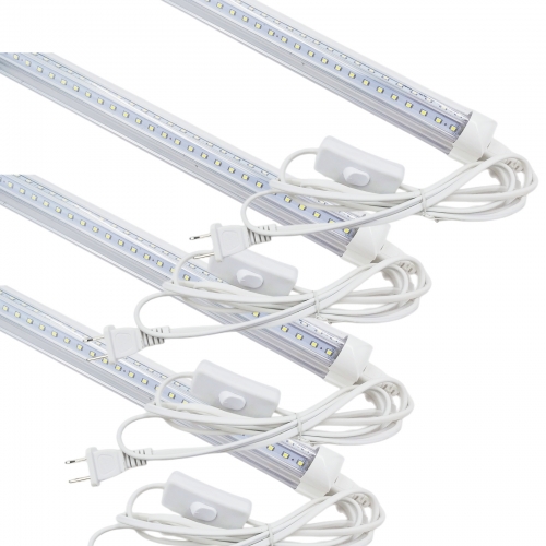 4 PACK T8 V-Shape Integrated Led Tube Light, 20W 2FT 6500K Super Bright White LED Utility Shop Light Corded Electric with Built-in ON/Off Switch