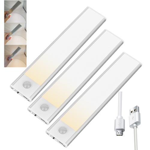 3-Color Dimmable LED Motion Sensor Under Cabinet Lighting Wireless Closet Lights (3 PACK)