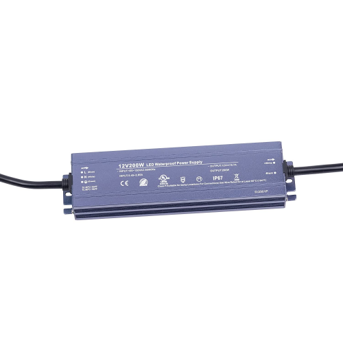 UL LED Power Supply IP67 200W 12V DC 16.7A, AC to DC Transformer ,100V-130V Input 12 Volt Constant Voltage Output Transformer Driver