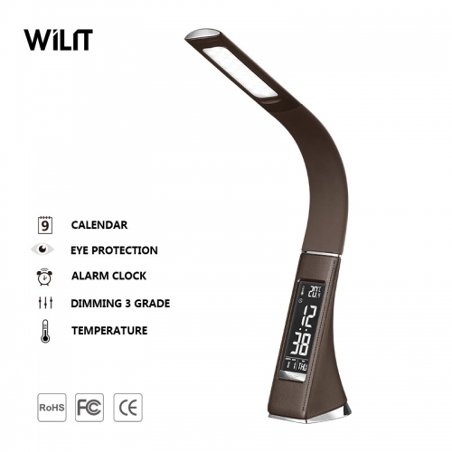 Wilit - 5W lampe de bureau LED, lampe de chevet avec écran dimmable, lampe  de table avec réveil, calendrier, affichage de la température, 3 niveaux de  luminosité, contrôle tactile, noir [Classe énergétique