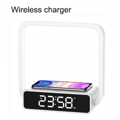 Bedside Night Light Table Lamp Touch Dimmer with Wireless Charger and Digital Clock B18