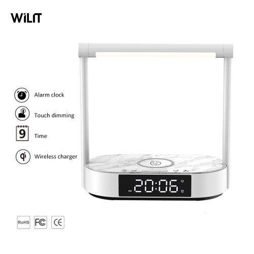 Wireless Charger Bedside Night Light Table Lamps with Digital Clock Bedroom B16