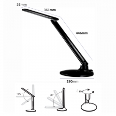 Foldable LED table lamp with 3-C light modes touch dimmer and calendar display