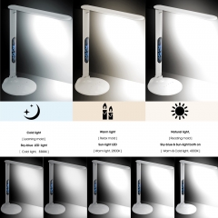 Foldable LED table lamp with 3-C light modes touch dimmer and calendar display