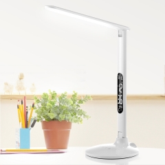 Foldable LED table lamp with 3-C light modes touch dimmer and calendar display