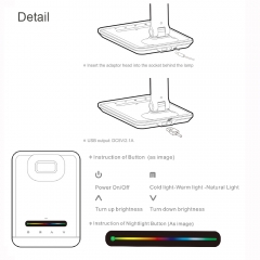 home kids sutdy office eye-caring LED table lamp with USB output & RGB colorful light for office