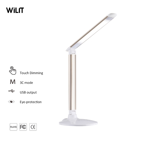 Foldable LED table lamp with 3-C light modes touch dimmer and calendar display