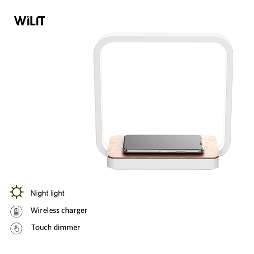 Bedside Table Lamp Touch Dimmer Night Light Eye-Caring Lamps with Wireless Charger A13