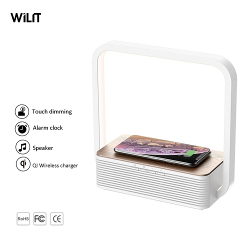 Bedside Night Light LED Table Lamp with Smart Speaker and Wireless Charger Bedroom A15B