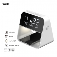 Wireless Charger Bedside Night Light Table Lamp with Digital Alarm Clock A27