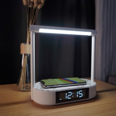 Wireless Charger Bedside Night Light Table Lamps with Digital Clock Bedroom B16