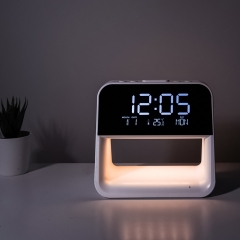 Wireless Charger Bedside Night Light Table Lamp with Digital Alarm Clock A27