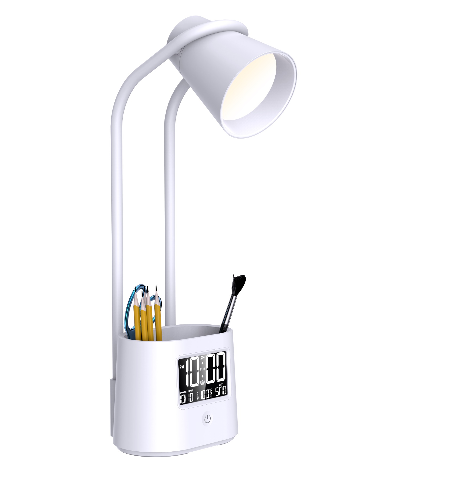 multi function led desk lamp with pen holder lcd display and usb output