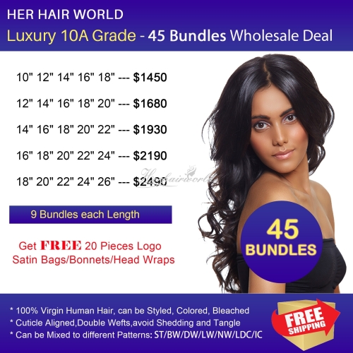 Luxury 10A Grade - 45 Bundles Wholesale Deal