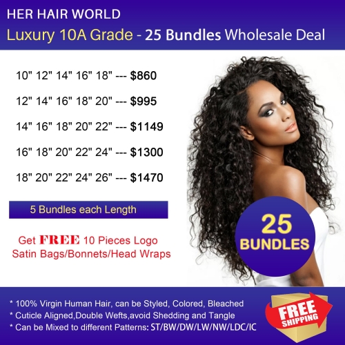 Luxury 10A Grade - 25 Bundles Wholesale Deal