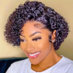 Curly Pixie Cut Human Hair Bob Wig