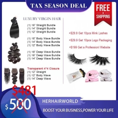 Tax Season Wholesale Deal-Luxury Virgin Hair-Straight/Body Wave/Deep Wave Bundles & Closures 481