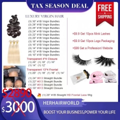 A Tax Season Wholesale Deal - Luxury Virgin Hair 1B & 613 Straight/Body Wave/Deep Wave Bundles & Closures/Frontals 2890