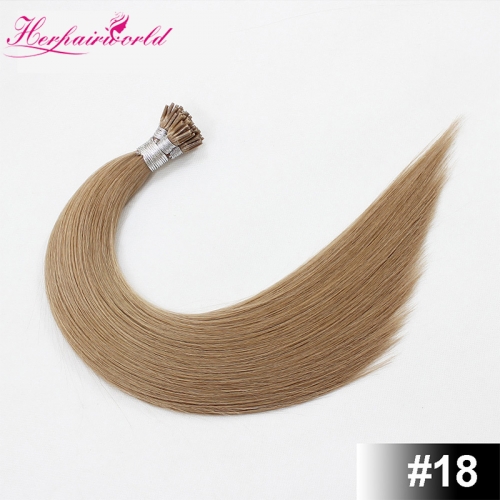 Ash Blonde #18 Light Color Stick/I Tip Straight Hair Extensions (100strands/100grams)