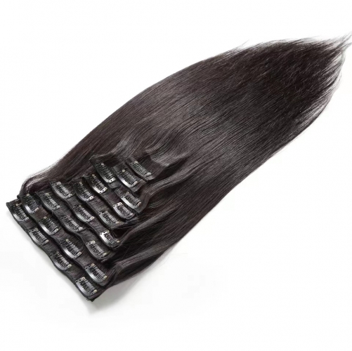 Straight Clip In Hair Extension Natural Black
