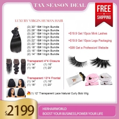 2023 Luxury Tax Season Deal $2199: 26 Bundles+4 Closures+4 Frontals+1 Bob Wig