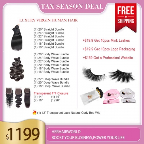 2023 Luxury Tax Season Deal $1199: 15 Bundles+5 Closures+1 Bob Wig