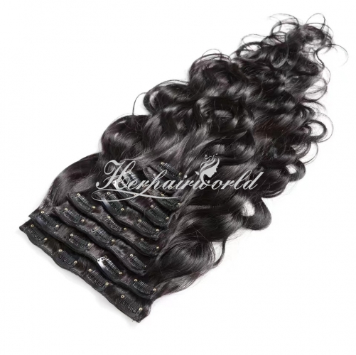 Clip In Hair Body Wave Extension Natural Black