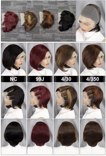 Pixie Cut Transparent Bob Style Full 13x4 Frontal Lace Wig