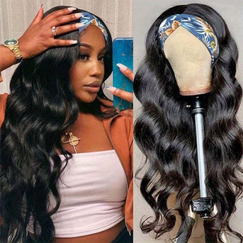 Headband Wigs Body Wave Human Hair Wigs 150% Density Glueless Soft Body Wave Headband Wigs For Women Natural Color Beginner Friendly Wea