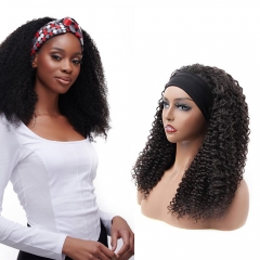 Kinky Curly #1B Natural Black Flexible 180% Density Beginner Friendly Headband Wig