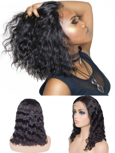 12" Bob Style Wig Natural Curly Transparent Frontal Lace Wig(200% Density)