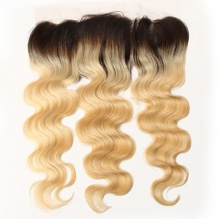 Wholesale Ombre Platinum Blonde #1B/613 Body Wave 13*4 Lace Frontal