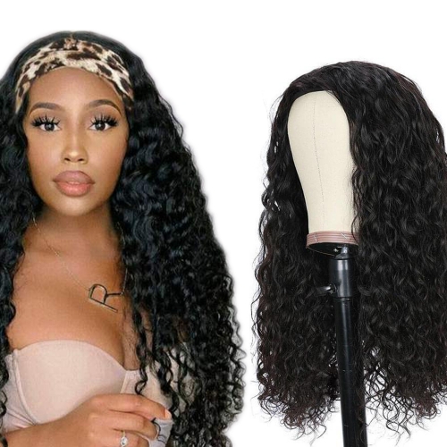 Italy Curly #1B Natural Black Flexible 180% Density Beginner Friendly Headband Wig