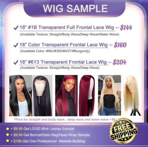 Free Shipping 18 Inch Wig Sample For Transparent Frontal Lace Wig