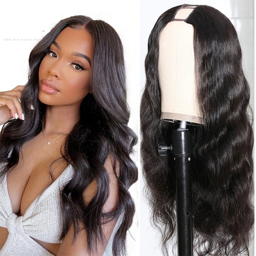 Body Wave #1B Natural Black  Beginner Friendly U Part Wigs 100% Virgin Human Hair 180% Density