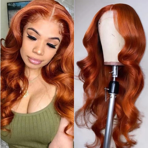 #350 Orange  Ginger 13*4 Frontal Lace Wig Body Wave