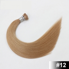 Golden Brown #12 Light Color Stick/I Tip Straight Hair Extensions (100strands/100grams)