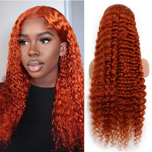 #350 Orange  Ginger 13*4 Frontal Lace Wig Deep Wave