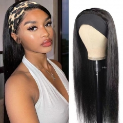 Straight #1B Natural Black Flexible 180% Density Beginner Friendly Headband Wig