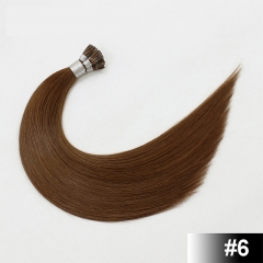 Chestnut Brown #6 Dark Color Stick/I Tip Straight Hair Extensions (100strands/100grams)