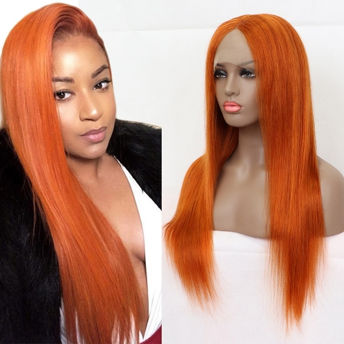 #350 Orange  Ginger 13*4 Frontal Lace Wig Straight