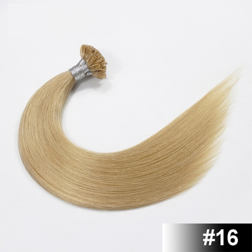 Golden Blonde #16 Light Color Nail/U Tip Straight Hair Extensions (100strands/100grams)