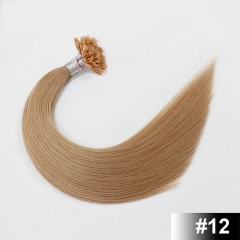 Golden Brown #12 Light Color Nail/U Tip Straight Hair Extensions (100strands/100grams)