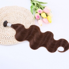 Chocolate Brown #4 Dark Color Stick/I Tip Body Wave Hair Extensions (100strands/100grams)
