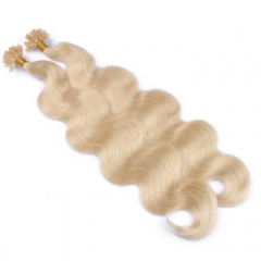 Bleach Blonde #613 Light Color Nail/U Tip Body Wave Hair Extensions (100strands/100grams)