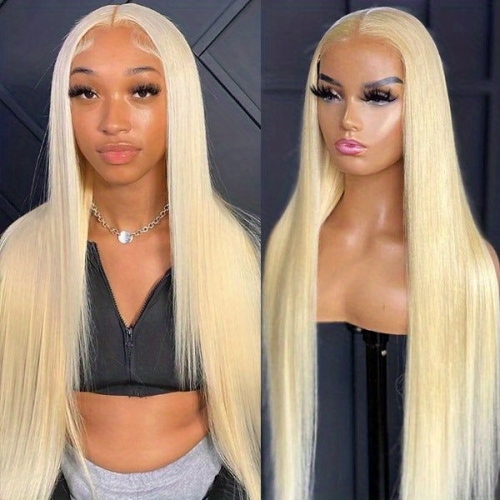 13*4 Frontal Lace Human Hair Wig 613 Blonde Color Wigs Straight Transparent Blonde Lace Frontal Wigs For Women