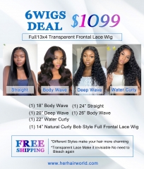 6 Wigs Deal Full 13*4 Transparent Frontal Lace Wig $1099